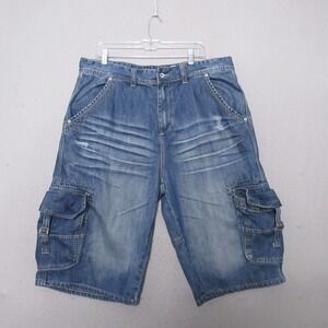 Rocawear Jean Cargo Shorts Men 38 Vintage Y2K 90s Baggy Skate Hip Hop Pockets‎